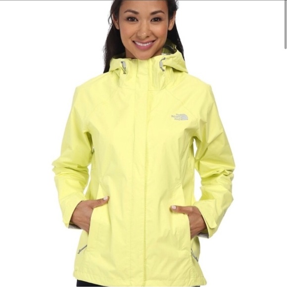 The North Face highlighter Yellow Hooded Rain Jacket - Picture 1 of 7
